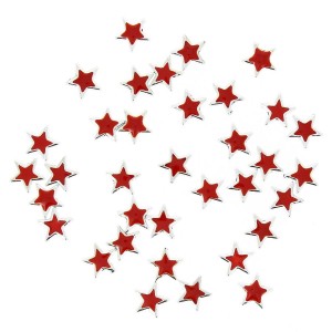 36 cuentas de estrella rojas/plateadas (1,5 cm)