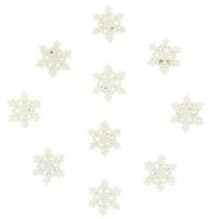 10 Mini Copos de Nieve Autoadhesivos con Purpurina Blanca (3 cm) - Resina