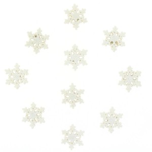 10 Mini Copos de Nieve Autoadhesivos con Purpurina Blanca (3 cm) - Resina