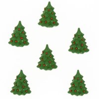 6 Mini rboles de Navidad Autoadhesivos (3,5 cm) - Resina