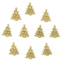 10 Mini rboles de Navidad Autoadhesivos (3,5 cm) - Resina