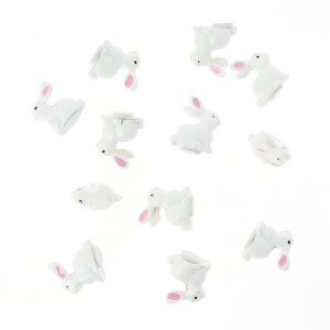 12 Mini Pegatinas de Conejo Blanco (2 cm) - Resina