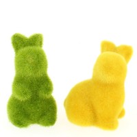 pequeos conejos de arcilla verde/amarillo - 8 cm