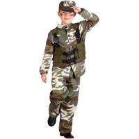Disfraz de soldado militar camuflaje, 7-9 aos