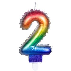 Vela Arco Iris Nmero 2 (8 cm) - Efecto Globo