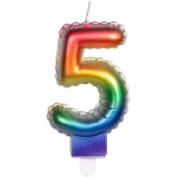 Vela Arco Iris Nmero 5 (8 cm) - Efecto Globo