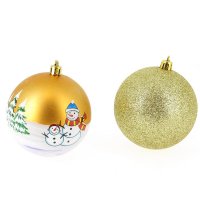 6 Adornos y bolas Navidad Glitter (8 cm) - Dorado