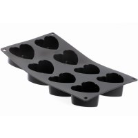 Molde Flexible 8 Corazones Negro