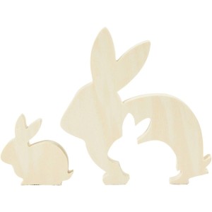 Puzzle Doble Conejo para Decorar (10 cm) - Madera