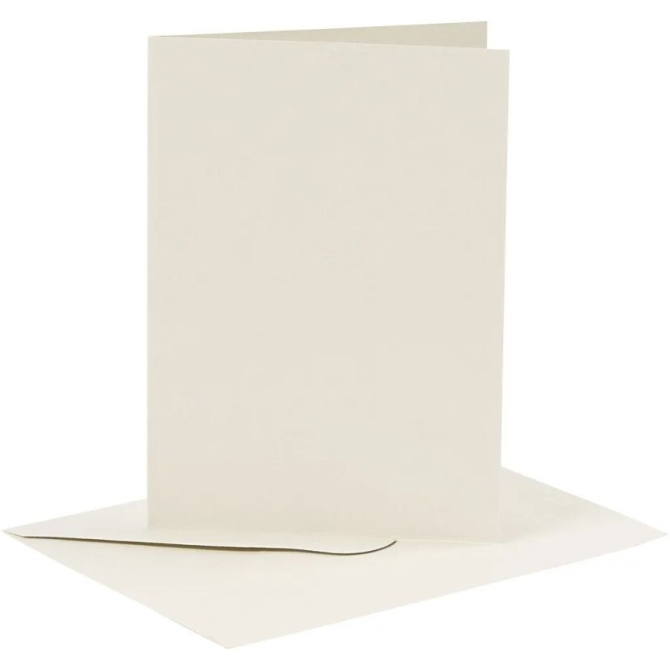 6 Tarjetas  +  Sobres - Blanco hueso 