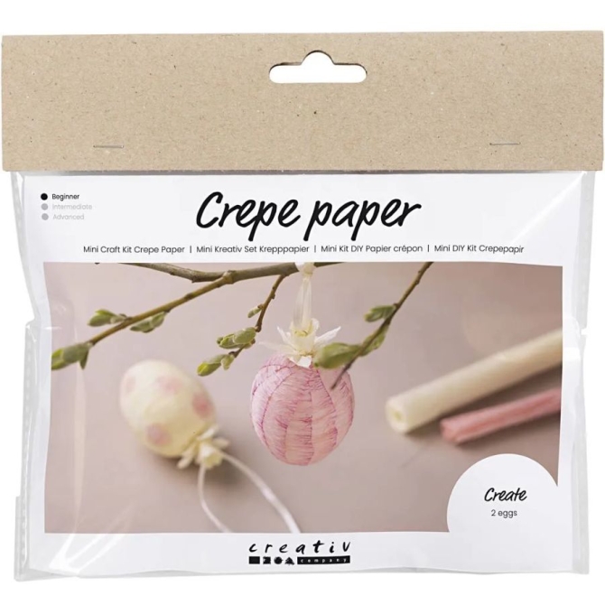 Mini kit de papel crep DIY - Huevos de Pascua amarillos / rosas 