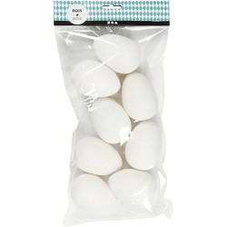 Juego de 8 huevos de Pascua de pl�stico blanco para colgar (ganchos no incluidos). n�1