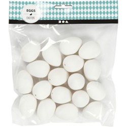 Juego de 18 peque�os huevos de Pascua de pl�stico blanco para colgar (ganchos no incluidos). n�1