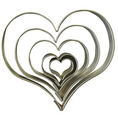 5 Cortadores de Galletas Corazn - Metal 