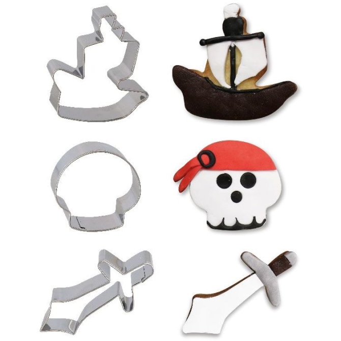 Set 3 Cortadores de Galletas Piratas 
