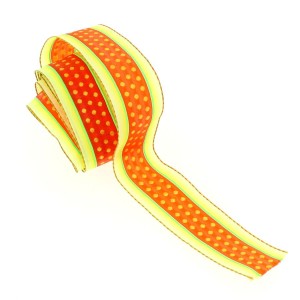Puntos de cinta ancha y rayas verdes/amarillas/naranjas (4 cm - 2 m)