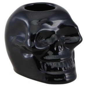 Portavelas de calavera negra para vela Flambeau