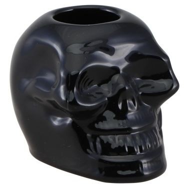Portavelas de calavera negra para vela Flambeau