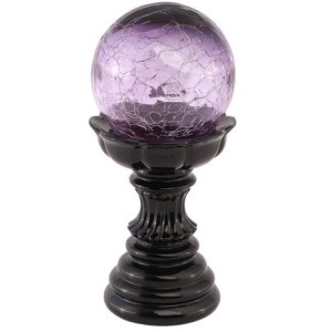 Boule Magique LED Violette sur Socle Noir - 22 cm