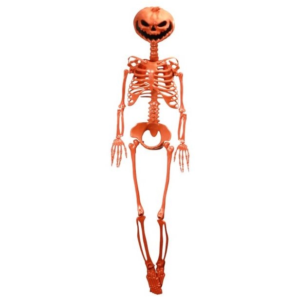 Esqueleto Articulado con Cabeza de Calabaza Naranja � Summerween � 1 m 