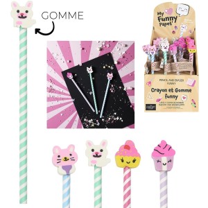 L�piz Kawaii divertido con goma de borrar