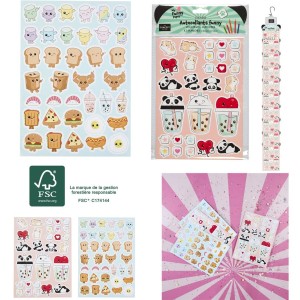 5 hojas de divertidas pegatinas kawaii