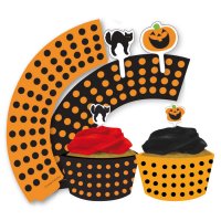 Kit de 12 envoltorios y decoraciones para cupcakes de Halloween