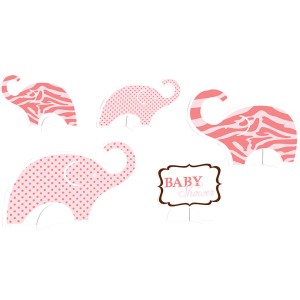 5 Centros de Mesa Baby Safari Rosa
