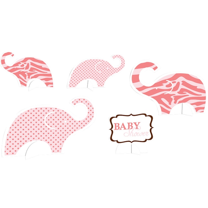 5 Centros de Mesa Baby Safari Rosa 