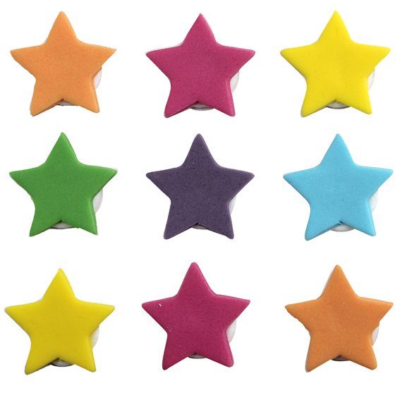 9 adornos de azcar estrella multicolor 