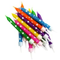 12 Velas Estrellas Multicolores
