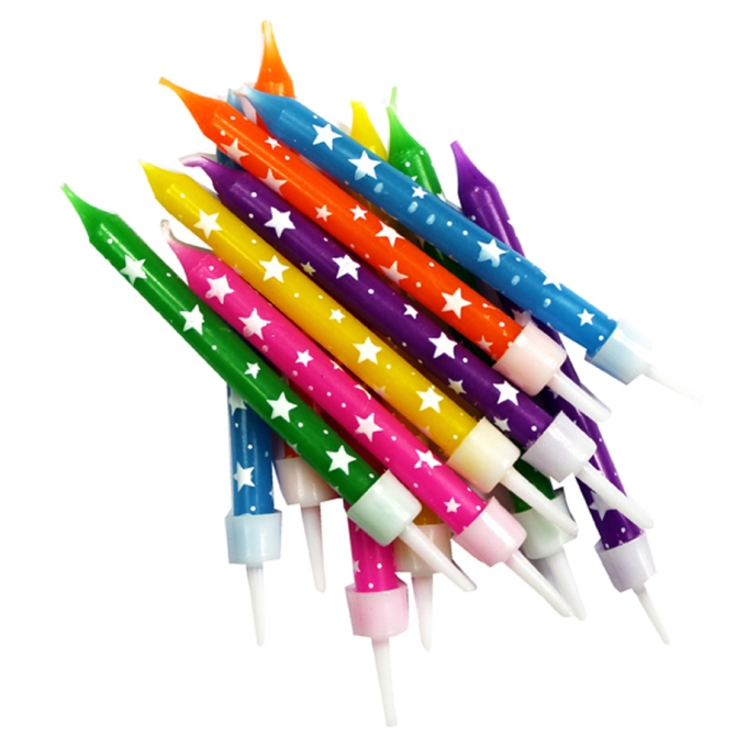 12 Velas Estrellas Multicolores 