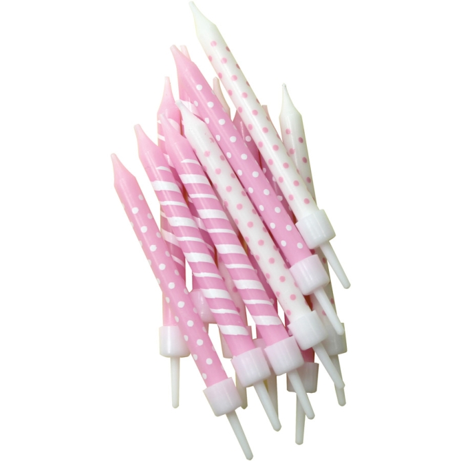 12 Velas Lunares y Rayas Rosa 