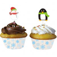 Kit de 12 envoltorios y adornos para cupcakes de Xmas Friends