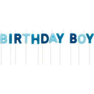11 Mini velas con letras Happy Birthday Boy