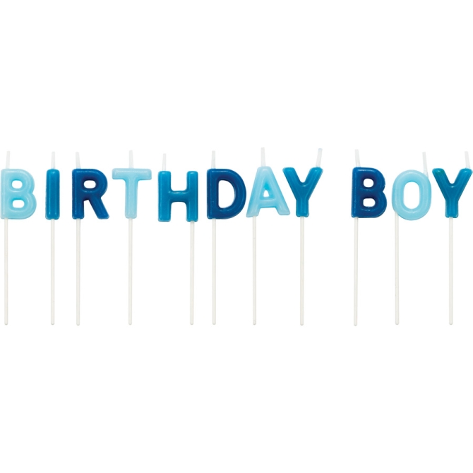 11 Mini velas con letras Happy Birthday Boy 