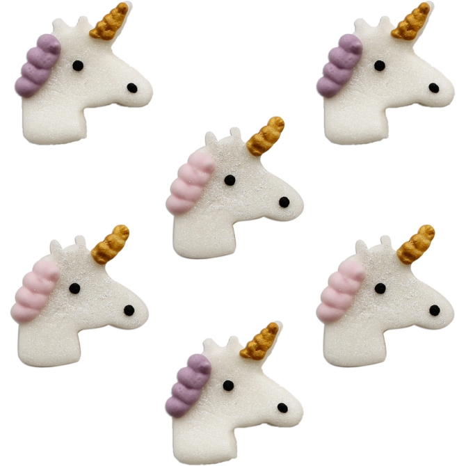 6 Cabezas de Unicornio (3, 5 cm) - Azcar 