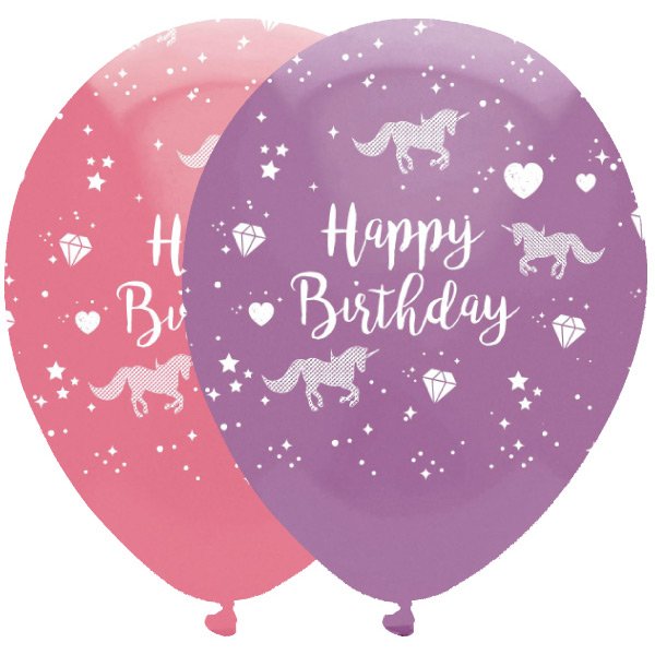 6 globos de feliz cumpleaños de unicornio de hadas 