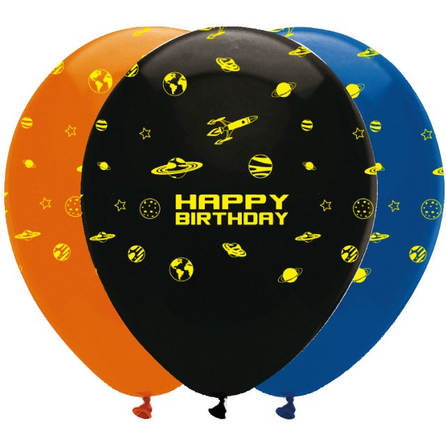 6 globos Espacio de feliz cumpleaños 