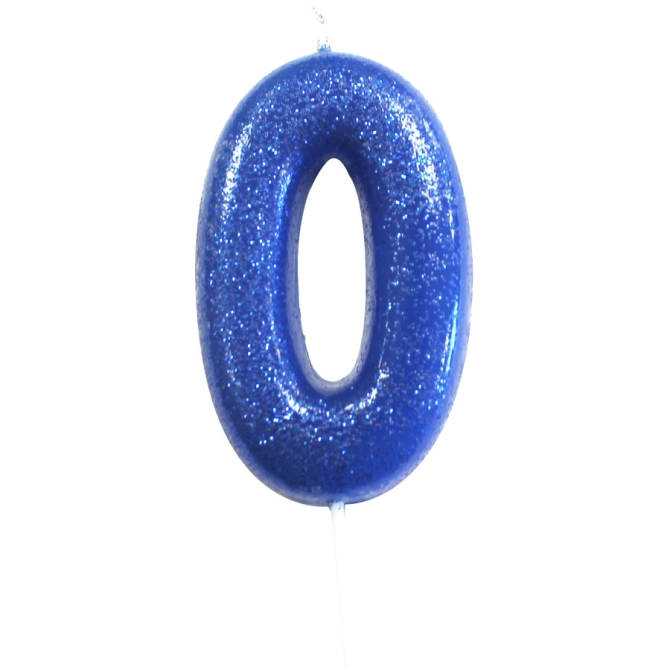 Vela Azul Purpurina Número 0(7 cm) 
