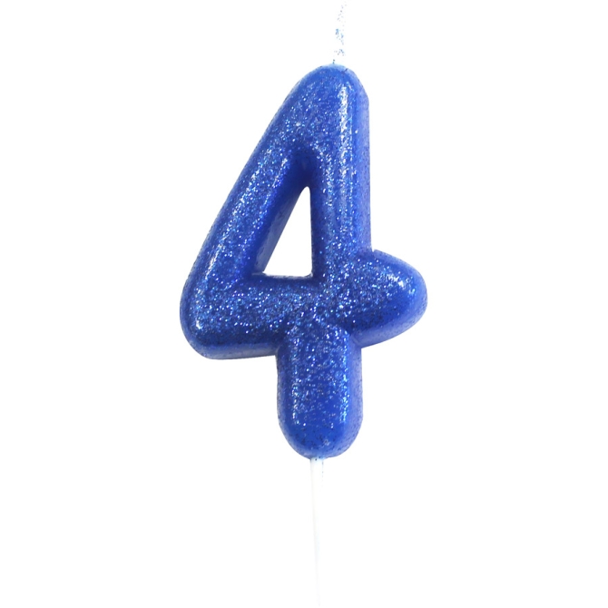 Vela Purpurina Azul Número 4 (7 cm) 