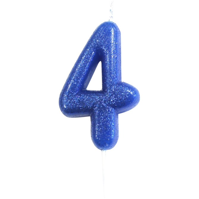 Vela Purpurina Azul Nmero 4 (7 cm) 