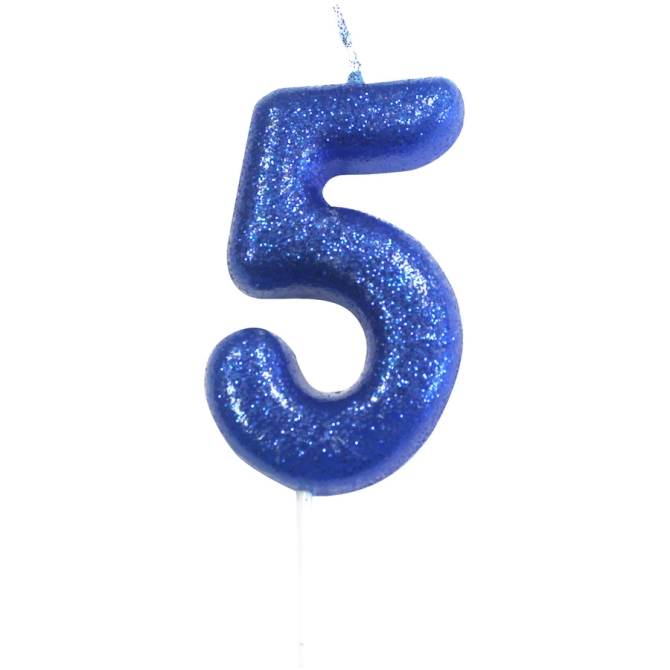 Vela Purpurina Azul Número 5 (7 cm) 