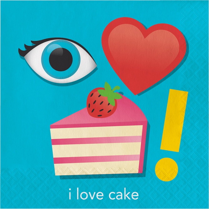 16 servilletas rebus "I Love Cake" 