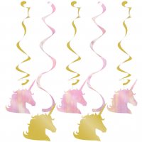 5 guirnaldas en espiral de unicornio pastel arcoíris