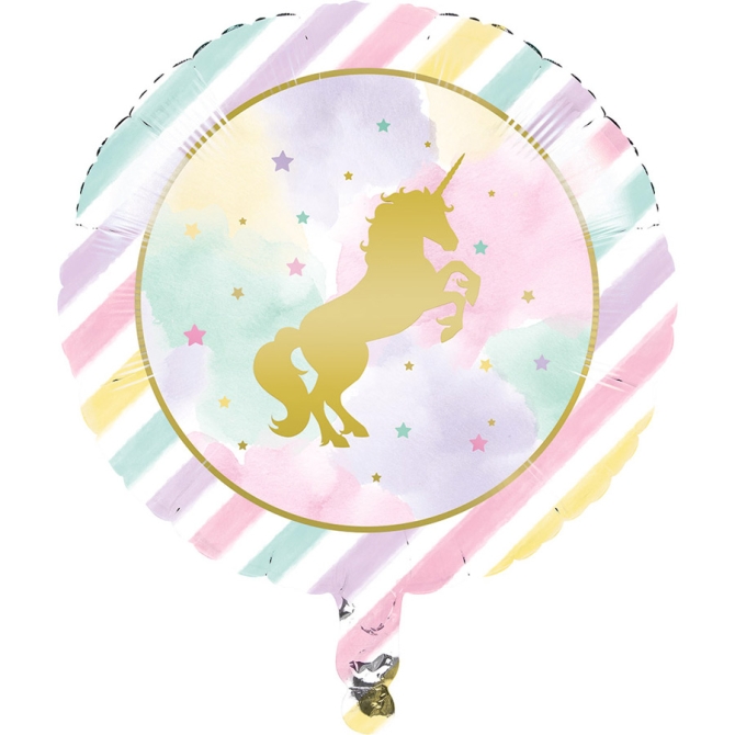 Globo Plano Unicornio Pastel Arcoiris 