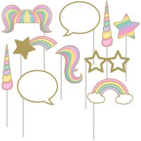 Kit 10 Fotomatn Unicornio Arcoiris Pastel