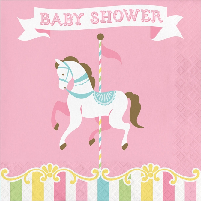 16 servilletas de carrusel para baby shower 