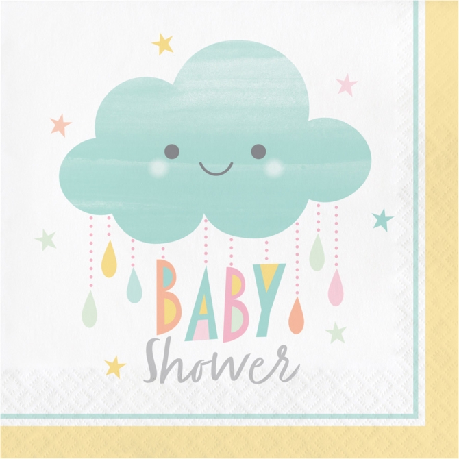 16 servilletas de nube para baby shower 