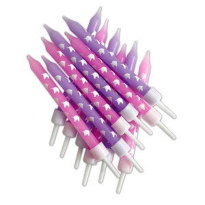 12 velas de unicornio rosa/morado.